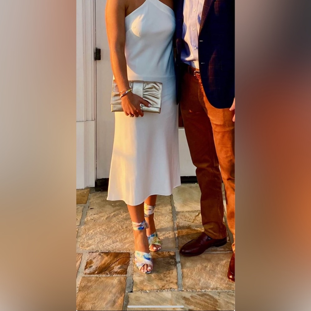 Aidan Mattox White halter neck dress